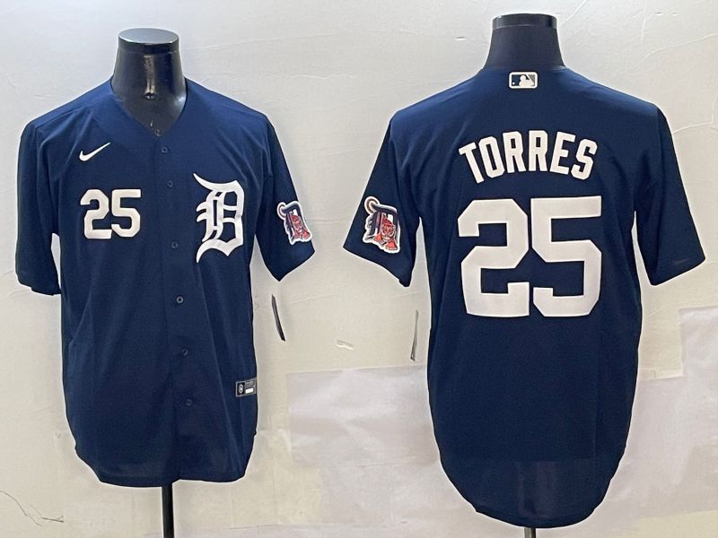 Men Detroit Tigers #25 Torres Drak Blue Game 2025 Nike MLB Jersey style 3127